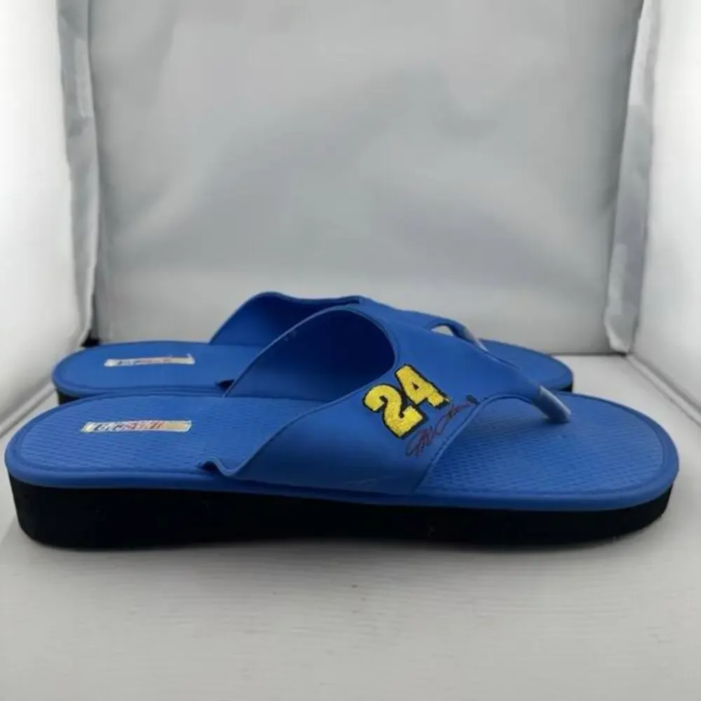 Nascar Jeff Gordon Blue Flip Flop Thong Sandal Size 10-11 New Summer Pool Beach